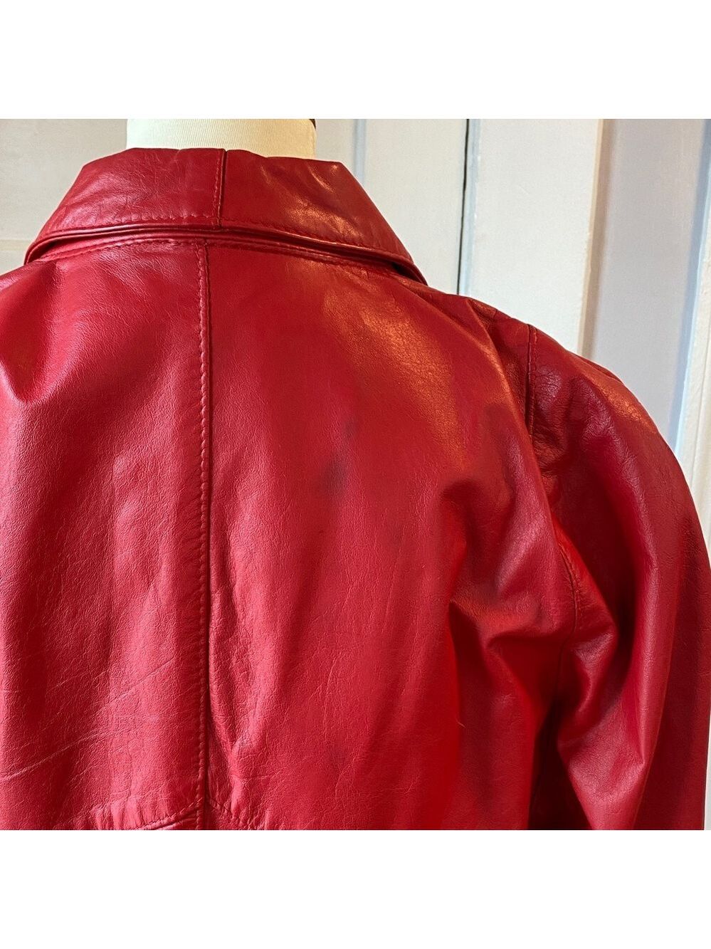 Vintage The Leather Ranch Red Genuine Leather Jacket, Size 3 - Picture 16 of 17